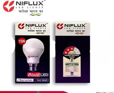 Niflux 15 W Eye Safety Compliance Round B22 D LED Bulb(White)