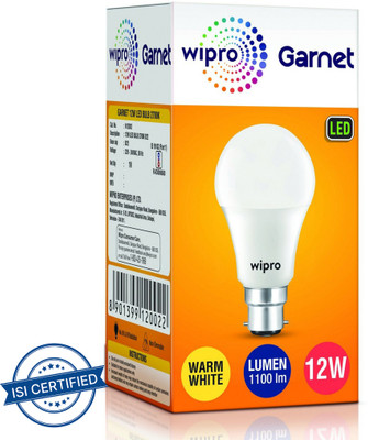 Wipro 12 W Basic Standard B22 LED Bulb(Yellow)