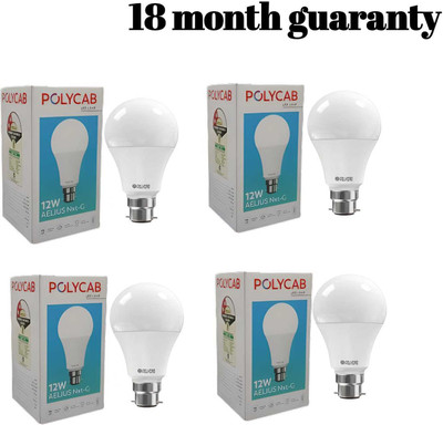 Polycab 12 W Basic Round B22 LED Bulb(White, Pack of 4)