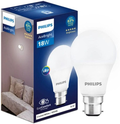PHILIPS 18 W Basic Round B22 LED Bulb(White)