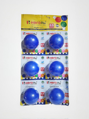 asep 0.5 W Inverter Round B22 LED Bulb(Blue, Pack of 6)