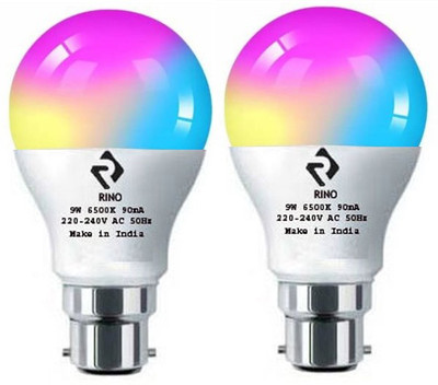 rino 9 W Basic Standard B22 LED Bulb(Multicolor, Pack of 2)
