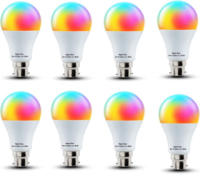 Nightstar 9 W Basic Round B22 LED Bulb(Multicolor, Pack of 8)