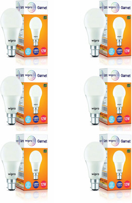 Wipro 12 W Basic Standard B22 LED Bulb(White, Pack of 6)