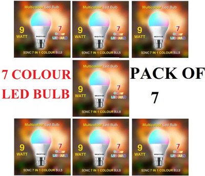 Brightstar 9 W Basic Round B22 LED Bulb(Multicolor, Pack of 7)