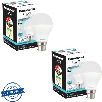 Panasonic 5 W Round B22 LED Bulb(White, Pack of 2)