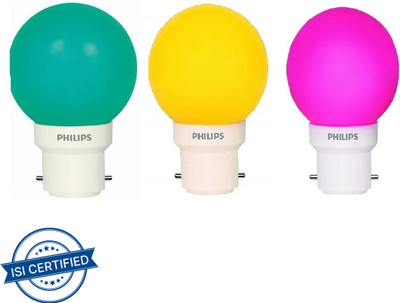 PHILIPS 0.5 W Basic Round B22 LED Bulb(Multicolor, Pack of 3)