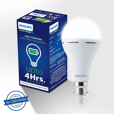 PHILIPS 8 W Inverter Standard B22 Inverter Bulb(White)