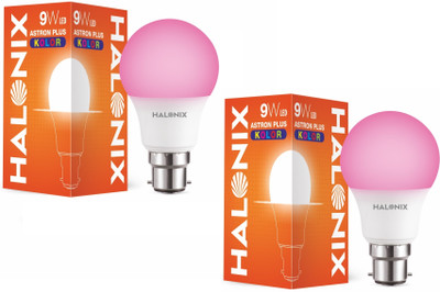HALONIX 9 W Basic Round B22 LED Bulb(Pink, Pack of 2)