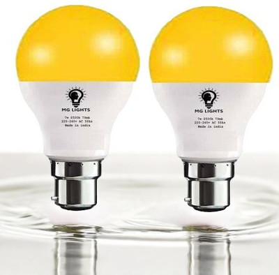 mg lights 5 W Basic Arbitrary B22 LED Bulb(Yellow, Pack of 2)