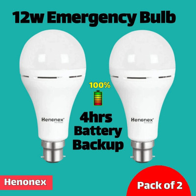 Henonex 12 W Inverter Standard B22 Inverter Bulb(White, Pack of 2)