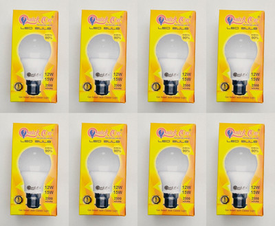 Quick On 15 W Eye Safety Compliance Globe B22 LED Bulb(White, Pack of 8)