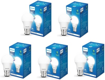 PHILIPS 3 W Round B22 LED Bulb(White, Pack of 5)