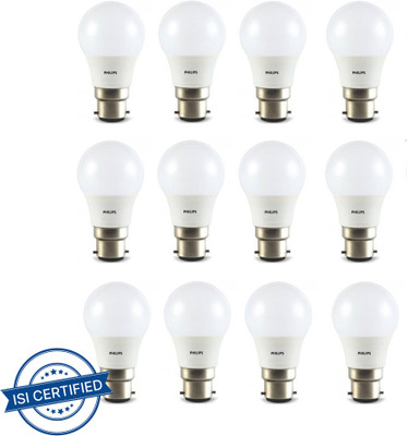 PHILIPS 3 W Basic Round B22 LED Bulb(Yellow, Pack of 12)