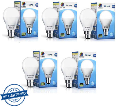 Wipro 9 W Basic Standard B22 LED Bulb(White, Pack of 5)