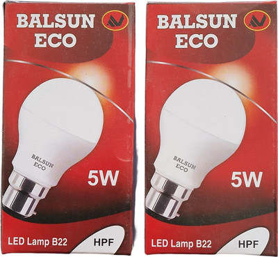 BALSUN ECO 5 W Basic Round B22 LED Bulb(White, Pack of 2)