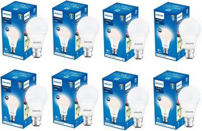 PHILIPS 10 W Standard B22 LED Bulb(White, Pack of 8)