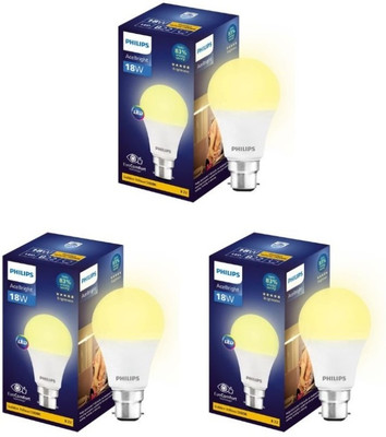 PHILIPS 18 W Basic Round B22 LED Bulb(Yellow, Pack of 3)