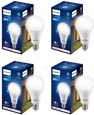 PHILIPS 26 W Basic Round E27 LED Bulb(White, Pack of 4)