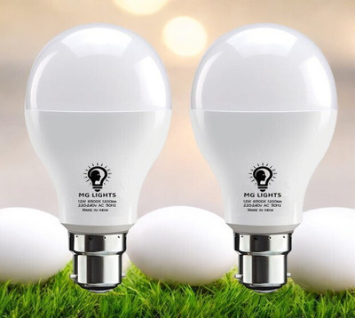 mg lights 12 W Basic Arbitrary B22 LED Bulb(White, Pack of 2)
