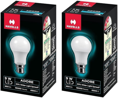 HAVELLS 9 W Basic Round B22 LED Bulb(White, Pack of 2)