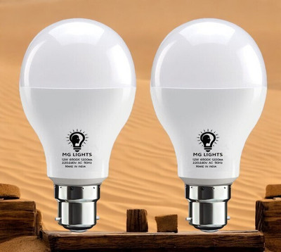 mg lights 12 W Basic Arbitrary B22 LED Bulb(White, Pack of 2)