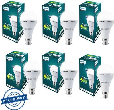 PHILIPS 10 W Basic Round B22 Inverter Bulb(White, Pack of 6)