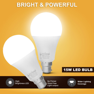 AVINDRA 15 W Basic Round B22 LED Bulb(White, Pack of 2)