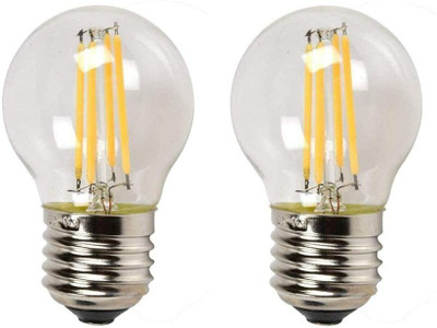 ARTDECOR 4 W Basic Round E27 LED Bulb(Yellow, Pack of 2)