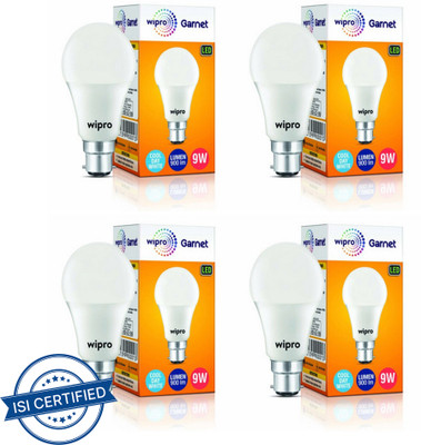 Wipro 9 W Basic Standard B22 LED Bulb(White, Pack of 4)