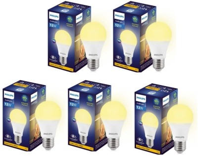 PHILIPS 12 W Round E27 LED Bulb(Yellow, Pack of 5)