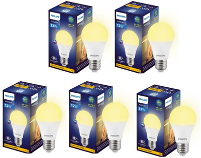 PHILIPS 12 W Basic Round E27 LED Bulb(Yellow, Pack of 5)