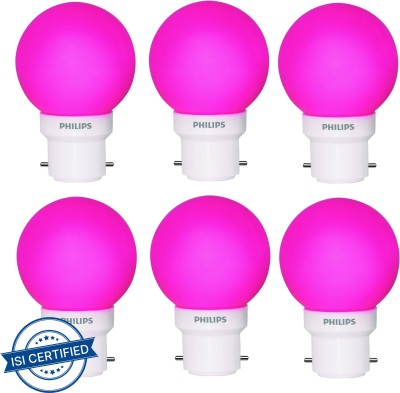 PHILIPS 0.5 W Round B22 LED Bulb(Pink, Pack of 6)
