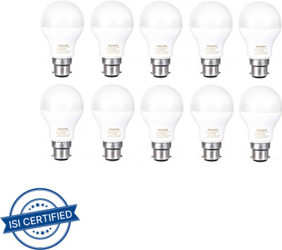 PHILIPS 8.5 W Basic Round B22 LED Bulb(White, Pack of 10)