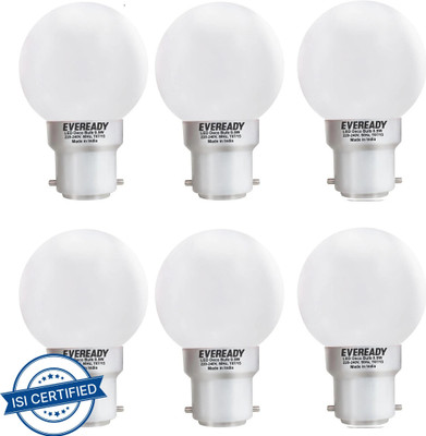 EVEREADY 0.5 W Basic Round B22 LED Bulb(White, Pack of 6)