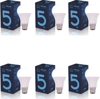 PESQ 5 W Basic Round B22 LED Bulb(White, Pack of 6)
