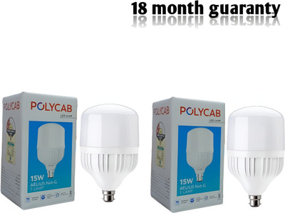 Polycab 15 W Basic Round B22 LED Bulb(White, Pack of 2)