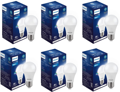 PHILIPS 18 W Basic Round E27 LED Bulb(White, Pack of 6)