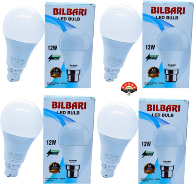 Bilbari 12 W Basic Round B22 LED Bulb(White, Pack of 4)
