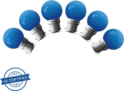 Wipro 0.5 W Basic Standard B22 LED Bulb(Blue, Pack of 6)
