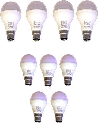 Techvolta 9 W, 12 W Basic Round B22 LED Bulb(White, Pack of 9)