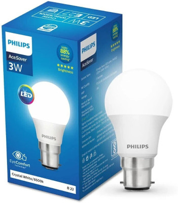 PHILIPS 3 W Basic Round B22 LED Bulb(White)