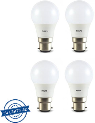 PHILIPS 5 W Basic Round B22 LED Bulb(White, Pack of 4)