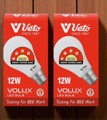 Veto 12 W Basic Round B22 LED Bulb(White, Pack of 2)