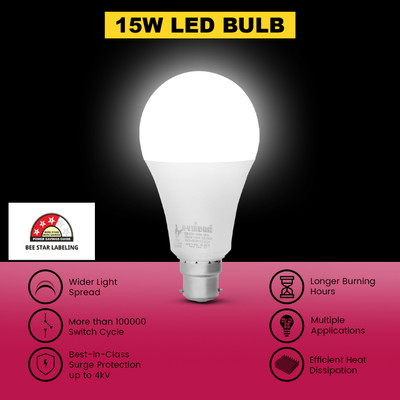 AVINDRA 15 W Basic Round B22 LED Bulb(White)