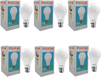 Polycab 12 W Basic Round B22 LED Bulb(White, Pack of 6)