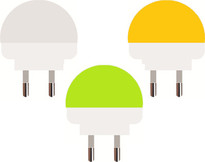 V A VALAK 0.5 W Multi Watt Round B22 LED Bulb(White, Green, Orange, Pack of 3)