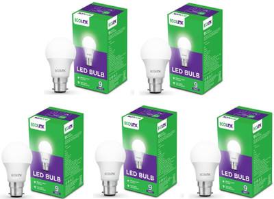 EcoLink 9 W Eye Safety Compliance Standard B22 LED Bulb(White, Pack of 5)