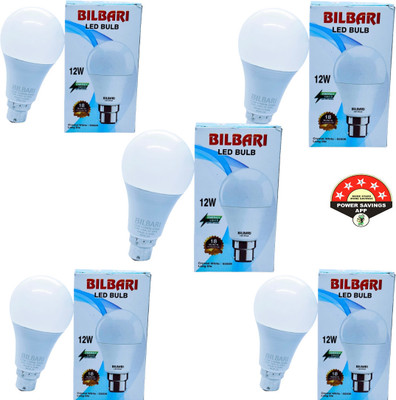 Bilbari 12 W Basic Round B22 LED Bulb(White, Pack of 5)