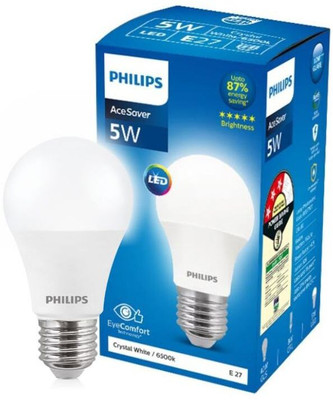 PHILIPS 5 W Basic Round E27 LED Bulb(White)